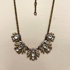 J. Crew Gold and White Jeweled Statement Necklace